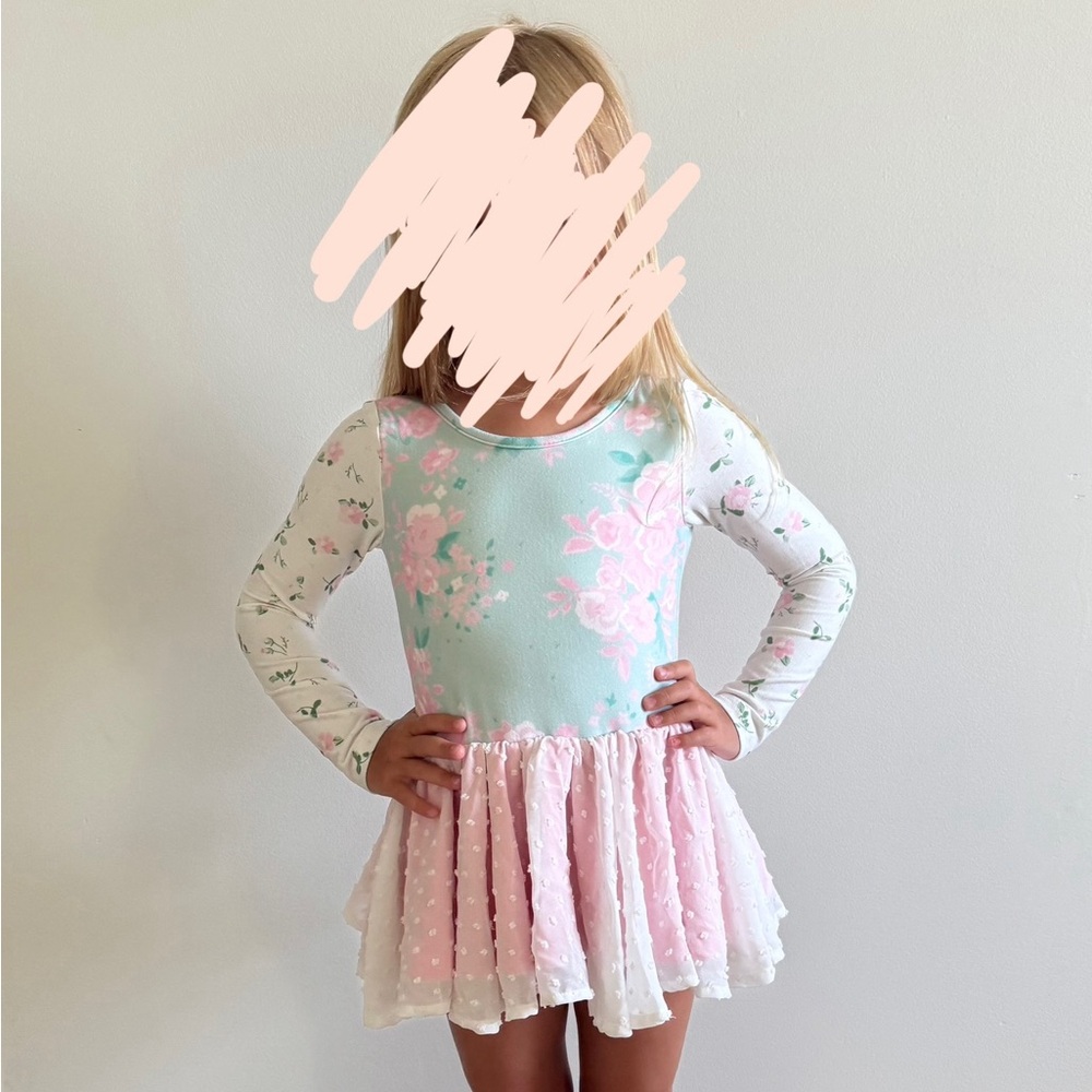 Cheeky Plum Pink and Mint Floral Leotard